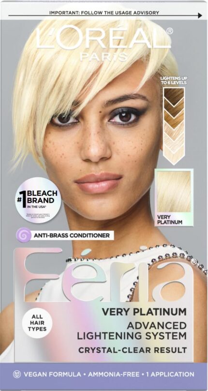 L'Oreal Paris Feria Multi-Faceted Shimmering Permanent Hair Color, Very Platinum, Pack of 1, Hair Dye